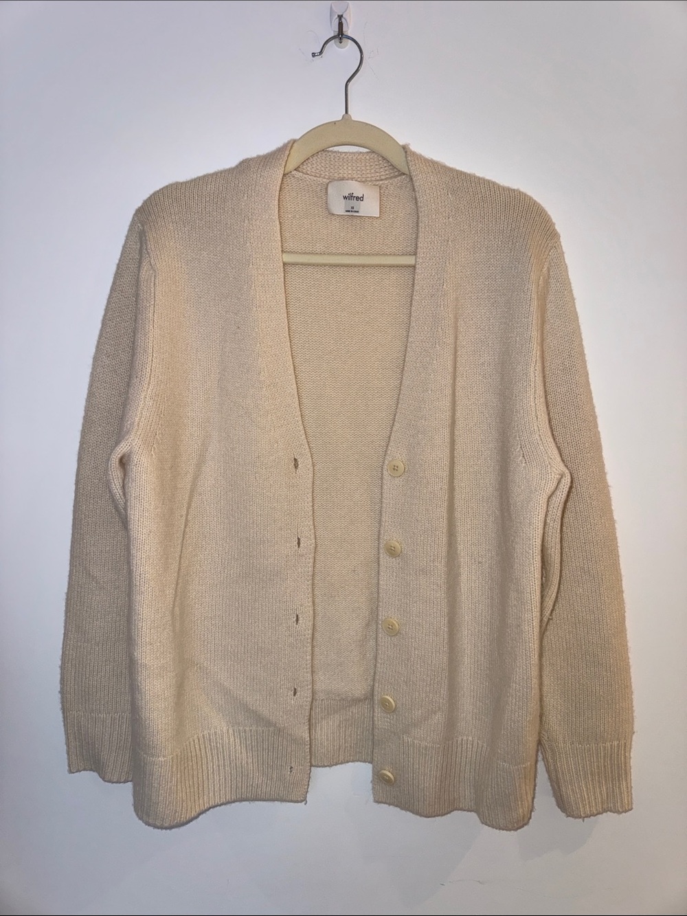 Aritzia Cashmere Cream Button-Up Cardigan